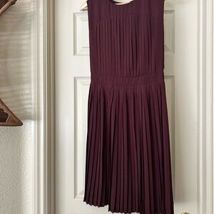 All Saints Merlot Pleated Dress